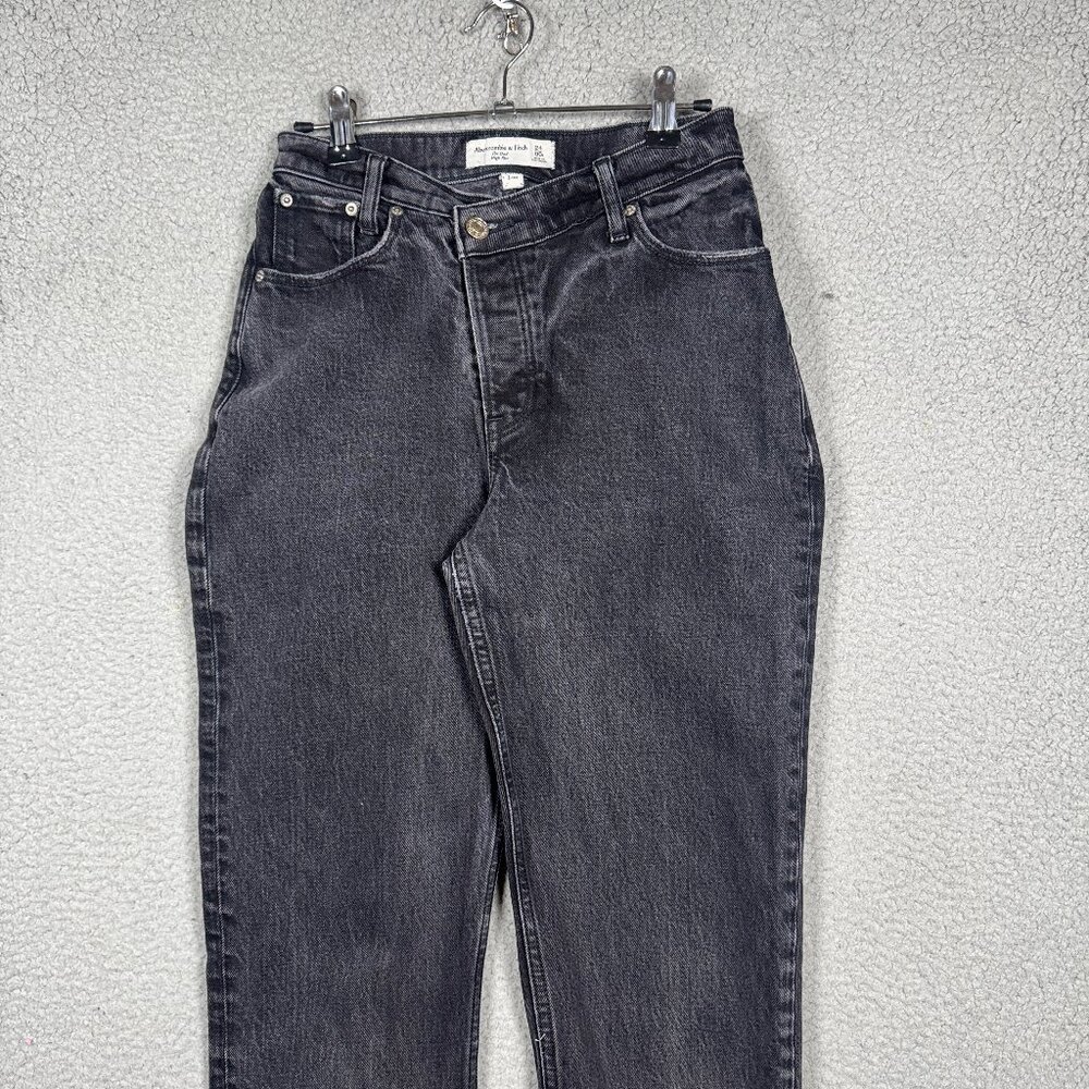 Abercrombie & Fitch Jeans Women 24/00R Washed Black Curve Love The Dad High Rise